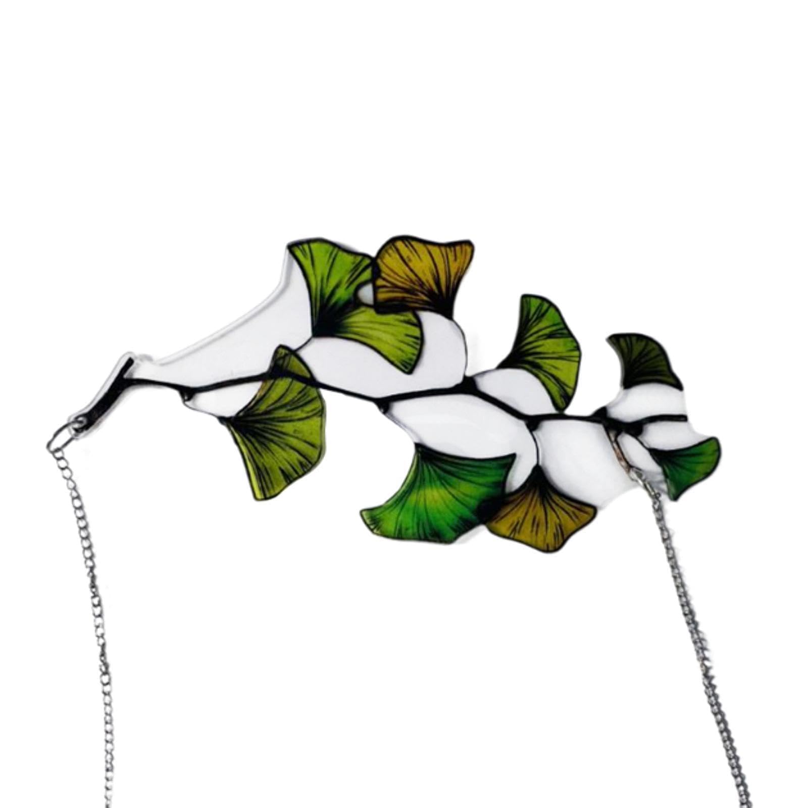 Suncatcher Panel Leaf Home 2D Gingko Shape Garden Metal Chain Wall Art Decor 22cm-image-13
