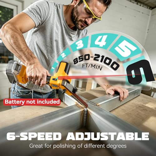 Image of Ecarke Cordless Belt Sander Compatible with Dewalt Battery (Tool Only) 120 adjustable 16 PCS Belts 40-120 Grit 1 /2 inchx18 inch 2100 FPM Brushless Detail Belt Sander for Metal Working, Wood, Plastic
