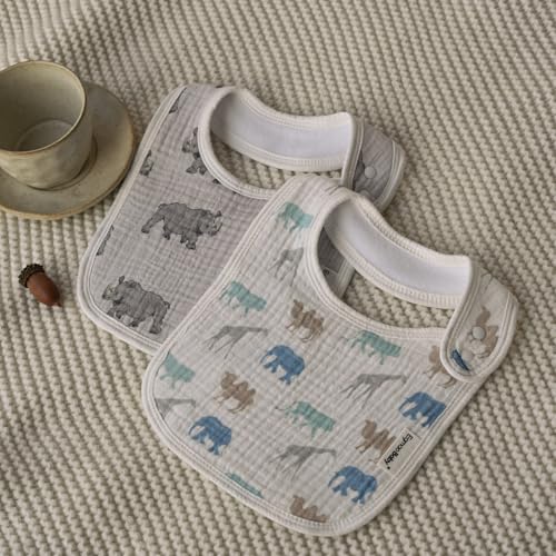 Image of Muslin Baby Bibs for Drooling and Teething,Bibs for Boys Girls | Soft Cotton,Extra Absorbent,Easy Adjustable Side Snap,Shrink‑resistant & fade‑proof