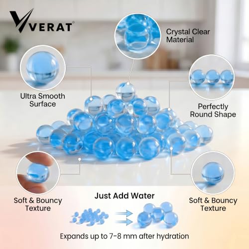 Image of VERAT Gel Blaster Refill Water Beads, Gel Balls, 7-8mm Gel Ammo for Compatible Gel Blaster Guns, Non-Toxic & Biodegradable Water Beads, Vase Filler, Plant Decoration & Home Decor(10000 Blue)