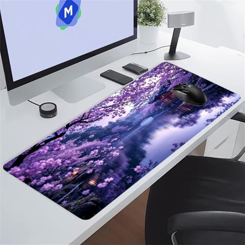 Tappetino per Mouse Grande Paesaggio Fantasy Giapponese XXL Gaming 900x300x3 mm con Bordi Cuciti Migliora Precisione e Velocità Scrivania per Giochi e Ufficio