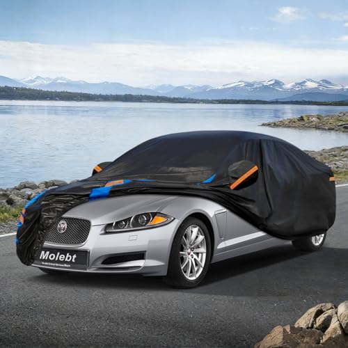 Image of Custom Fit Car Cover for Jaguar XF (2007-2026), Upgraded Waterproof All Weather Outdoor Auto Cover with Driver Door Zipper & Mirror Pockets, UV /Snow /Dust Protection