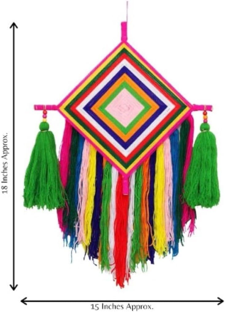 Handcrafted Multi-Color Woolen Kite Tassel Hanging for Home, Office, or Hall Decor (Set of 1)