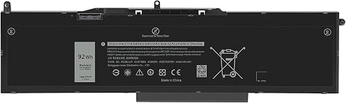 Replacement Laptop Battery VG93N, 92Wh Li-ion Battery compatible with Dell Precision 15 3520, M3520, 11.4V