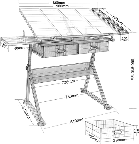 Drafting Table,Craft Table Drawing Desk Writing Desk Studio Desk,Sketching Painting Work Station Folding Adjustable