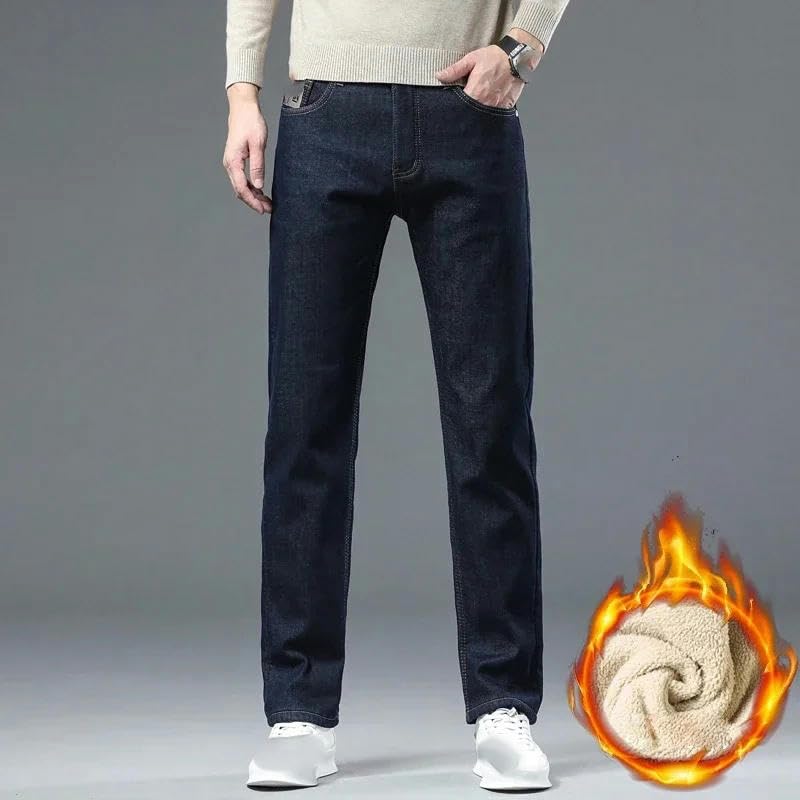 Winter Warm Jeans Men Straight Stretch Thick Casual Thermal Denim Pants Business Work Trousers Clothing4