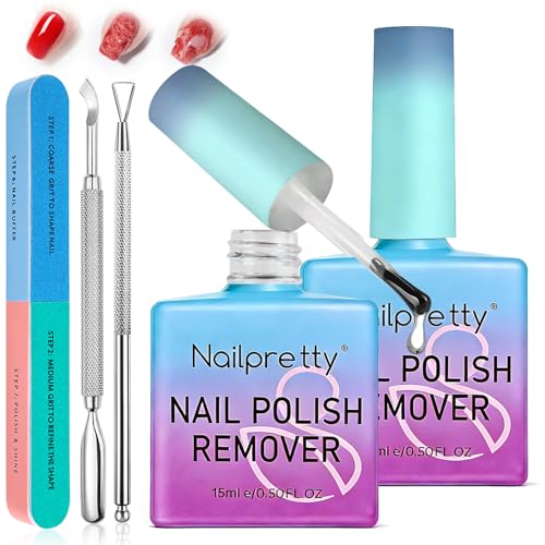 2 Stücke Nagellackentferner Set mit Fusselfreier Zelettenrolle & Nagelhautschieber Gelnägel Entferner & Gelnägel Entferner Nagelfreundlicher Nail Gel Remover schnell für Heim & Studio
