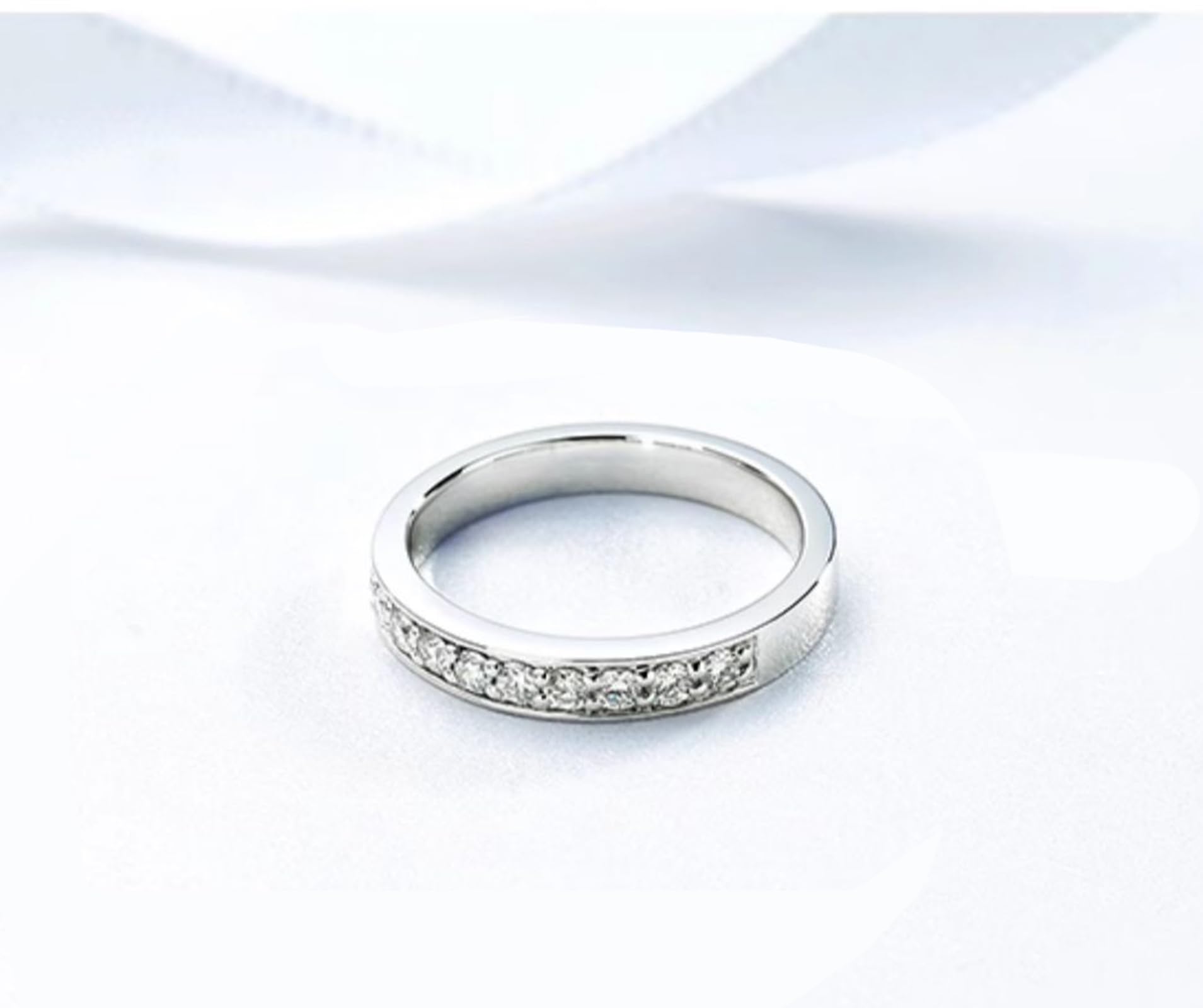 Anillos de compromiso de oro blanco, alianzas de oro real con diamantes de 0,25 quilates, anillos de media eternidad, anillos de boda para mujer