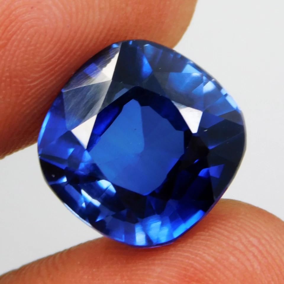 Image of 11.30 Carat Natural Blue Sapphire Radiant Cut Loose Gemstone Certified Faceted Ceylon Sapphire Stone for Rings Pendants Jewelry Making