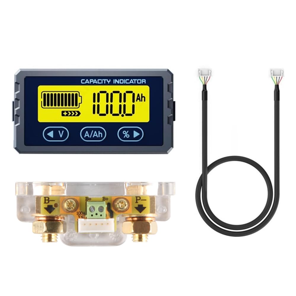 DollaTek Testeur de batterie Coulomb Compteur Indicateur de capacité Détecteur Li-ion Lifepo4 Coulomètre Voltmètre 8-120V 100A (0-150A)