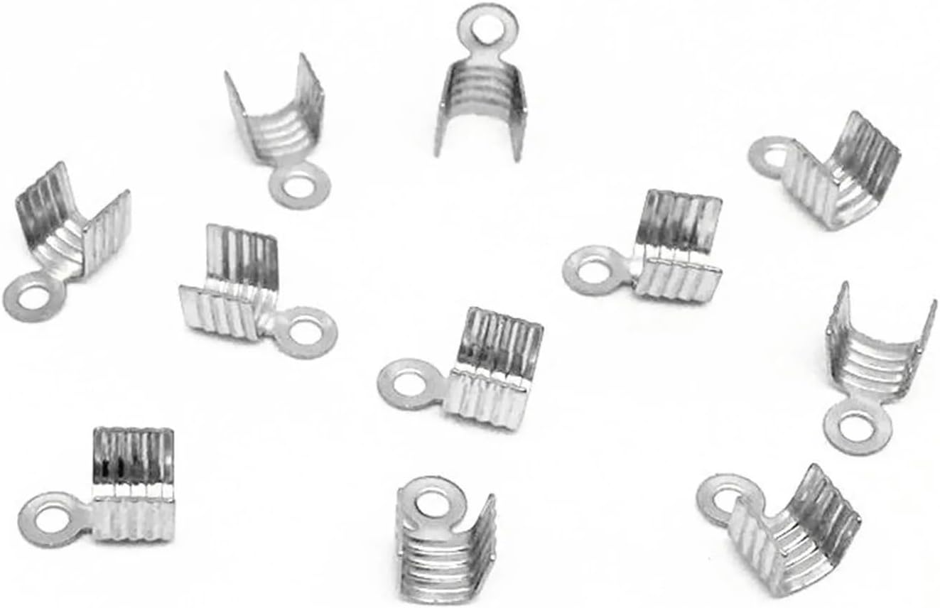 Cord Ends for Jewelry Making 200Pcs 304 Stainless Steel Cord End Crimp Caps Metal Charms 7x4.5mm(Gold)