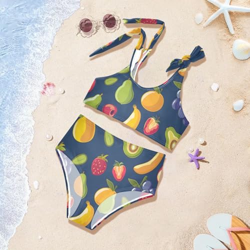 Girls' Bikini Set, Cartoon Flat Virgin Fruit Kids Swimsuit 2 Pcs Beach Bathing Suit4