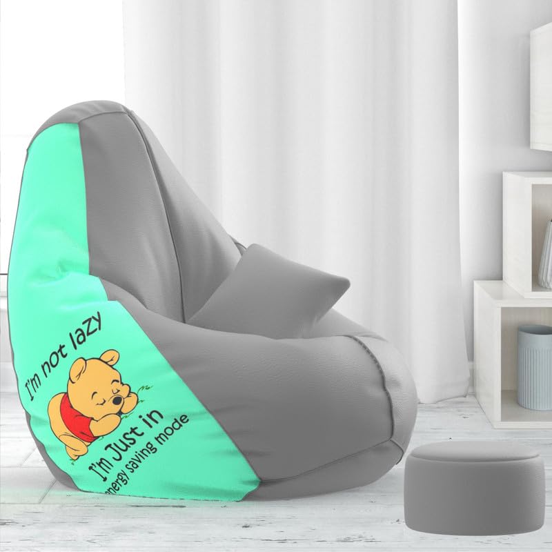 Image of Biggie Bean Bag Chair 6XL with Beans Filled-Pop Prints-Printed Designer Bags-Where Prints Meet Personality with Free Cushion & Footrest (Matching Color : Printed, Energy Savings Mode - Peach Grey)
