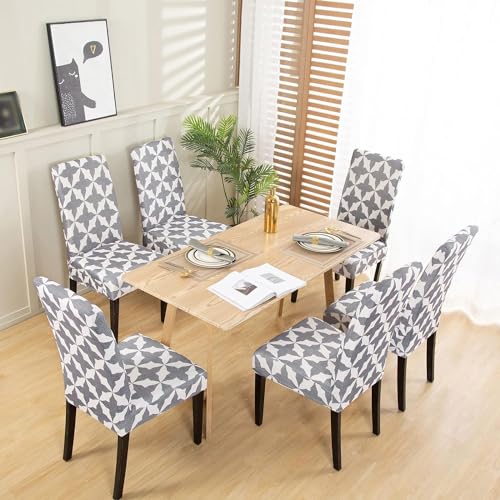 Image of House of Quirk Elastic Chair Cover Stretch Removable Washable Short Dining Chair Cover Protector Seat Slipcover (Pack of 1, White Twix)