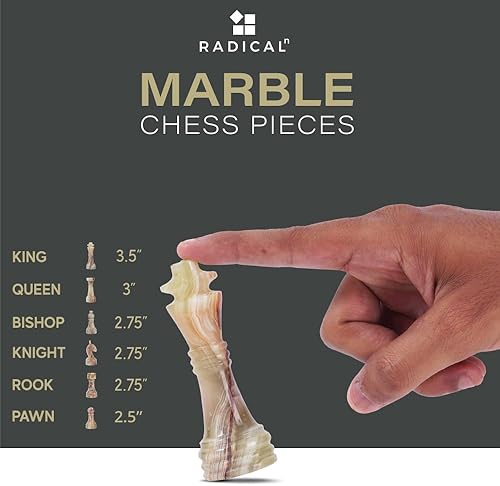 Miniatura 6 de Radicaln Juego de ajedrez de mármol de 15 pulgadas hecho a mano negro y verde clásico juego de mesa de estrategia para la familia, tablero de