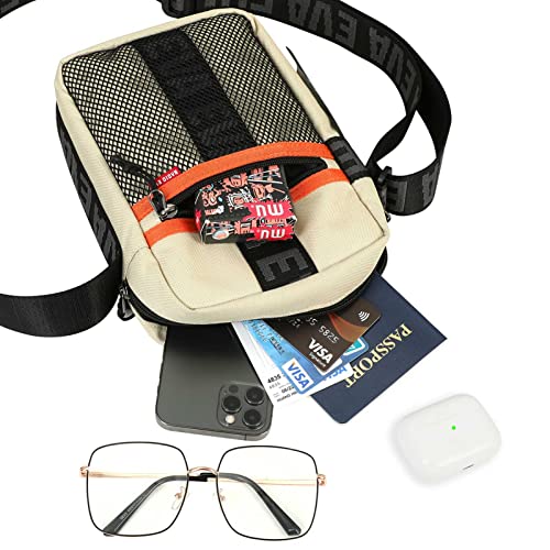 Image of FIREFIRST Neon Genesis Evangelion Small Crossbody Shoulder Bag for Men | Anime Merch,Crossbody Zip Bag,Adjustable Crossbody Bag with for Men and Women