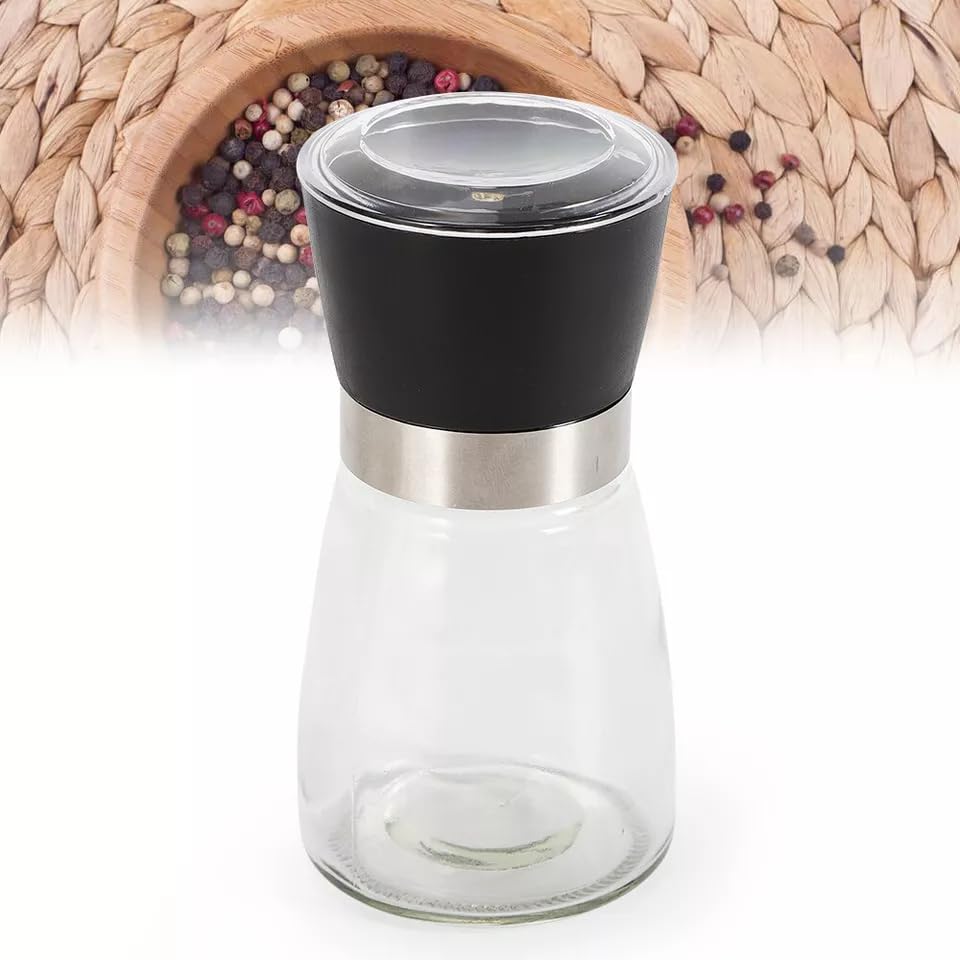Set di 6 macina sale e pepe in acciaio inox, 180 ml, macinino regolabile in ceramica, per sale marino, pepe nero, spezie