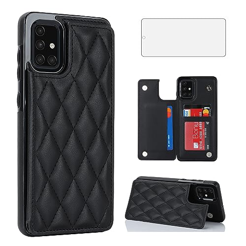 Étui portefeuille Samsung A51 5G avec verre trempé et porte-cartes RFID
