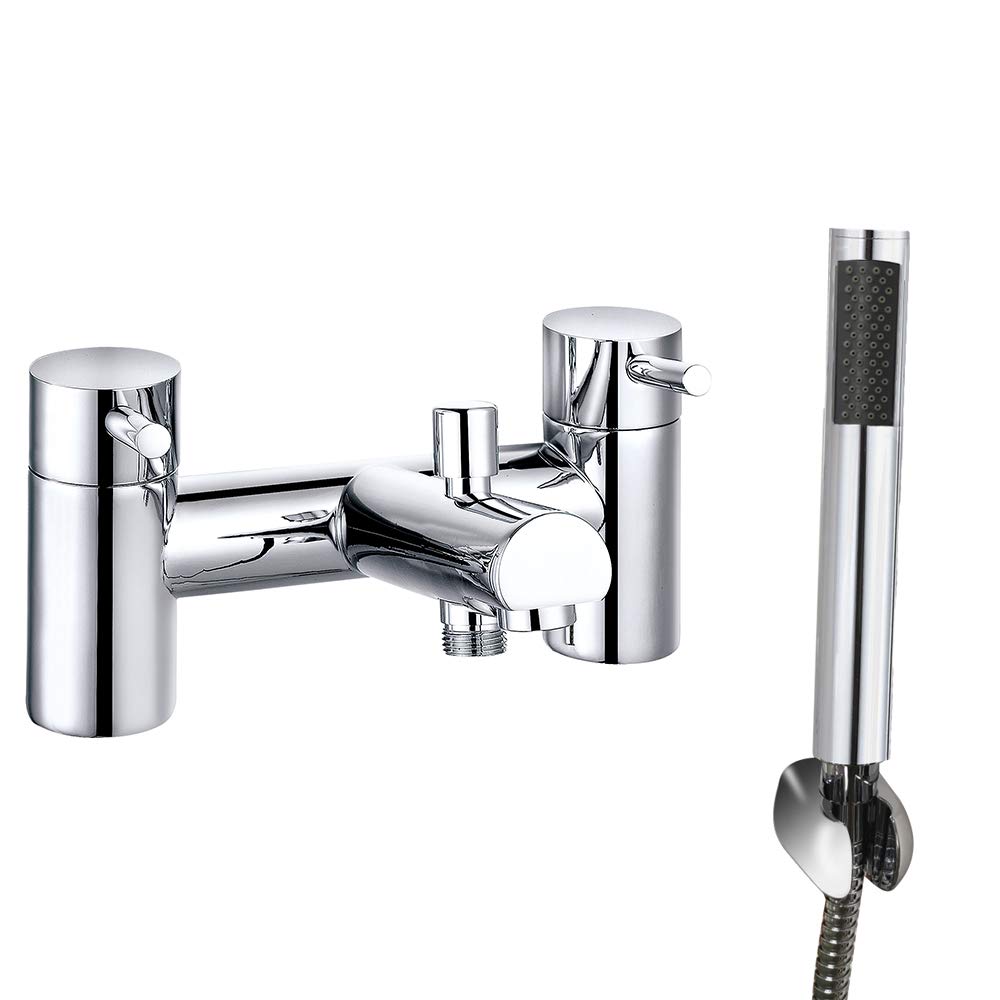 Nrg Chrome Modern Bath Shower Mixer Tap With Hand Held Shower Head Set