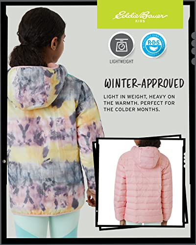 Image of Eddie Bauer Girls' Jacket - CirrusLite Weather Resistant Down Coat for Girls - Insulated Quilted Bubble Puffer (3-20), Size 18-20, Soft Pink - Reversible