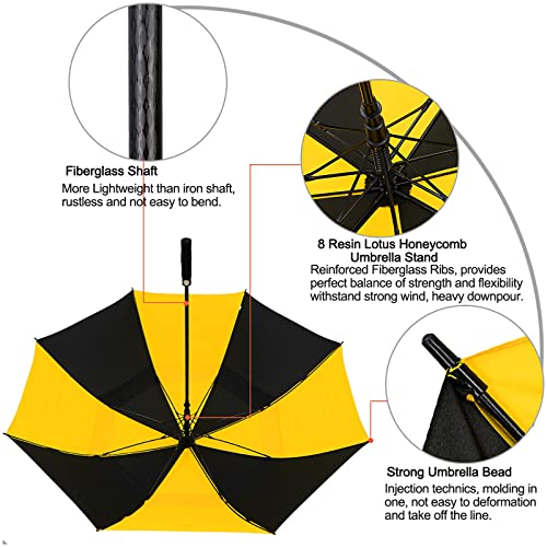 Image of G4Free 47 /54 /62 /68 Inch Automatic Open Golf Umbrella Oversize Extra Large Double Canopy Vented Windproof Waterproof Stick Umbrellas