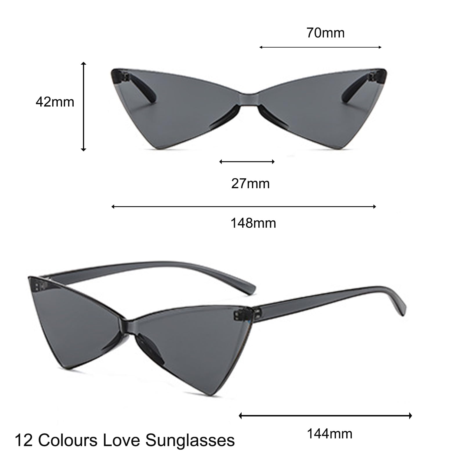 dogmoon arty Glasses, 12 PCS Triangle Festival Glasses, Party Glasses, Funky Glasses, Hippie Rimless Glasses - Image 2