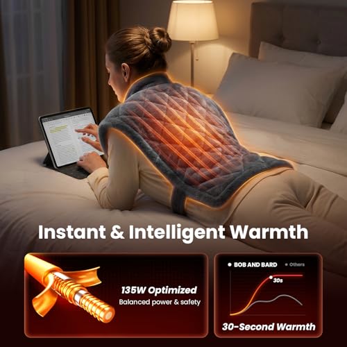 Image of BOB AND BRAD Heating Pad for Neck, Shoulders and Back, FSA Eligible HSA Eligible Electric Heat Pad, Edge-Weighted Design, Fast Heating, ETL Certified, Gift for Women Men 24 inchx33 inch