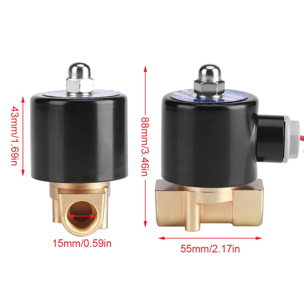 220V DN10 3/8" Electrovanne Normalement Fermée Valve Électrique Électromagnétique en Alliage de Zinc pour le de gaz d'air d'huile d'eau