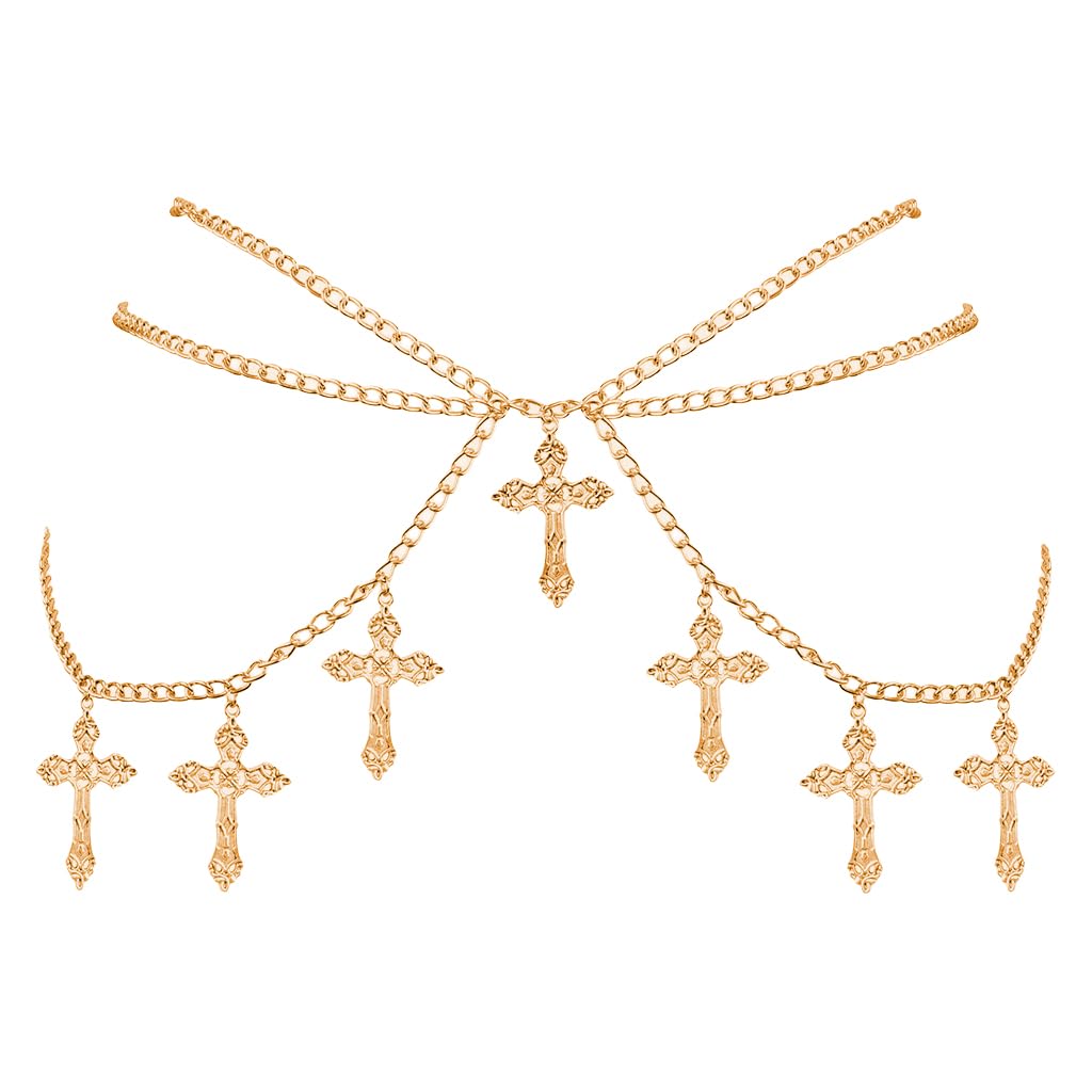 SANNIDHI® Waist Chain for Woman Gold Cross Tassel Belt for Women