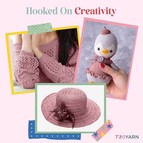 Image of TROYARN Summer (2- Skeins Pack) Silk Effect Hand Knitting Yarn Crochet Art Lace Craft 100% Microfiber Acrylic 2x100 gr (2x383 yds) (105354 - Rhodonite)