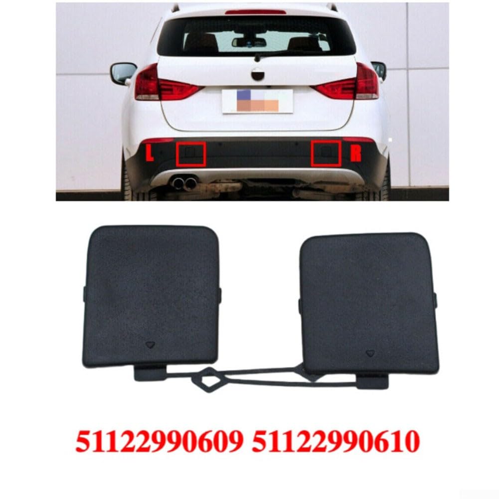 Cubierta de gancho de remolque para BMW para X1 E84 2009-2012, reemplazo lateral izquierdo y derecho, OEM 51122990609 51122990610, tapa de ajuste negro ABS (51122990609 izquierda) — view 2