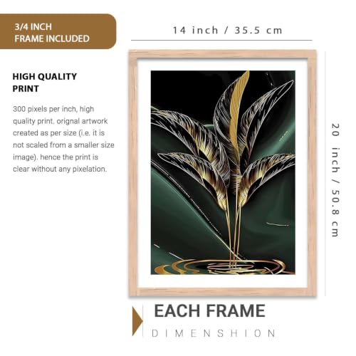 Image of kotart Decorative Nature inspired Wall Art Home Decor Painting | Aesthetic Poster With Frame For Living Room Bed Room Hotel Wall Decor Digital Reprint Set of 3 (14x20 Inch)