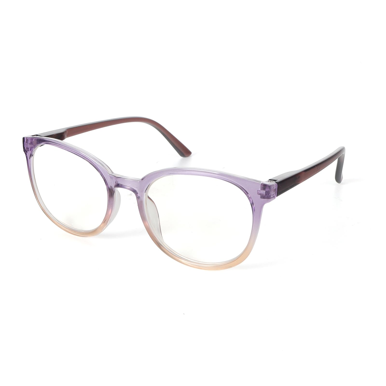MMOWW Runder Rahmen Lesebrille Damen Herren, Federscharnier Runden Blaulichtfilter Computerbrille Entspiegelt Brille (Buntes Lila, +3.0)
