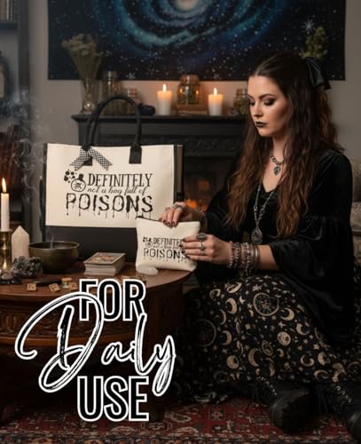 Image of InnoBeta Witchy Gifts Canvas Tote Bag for Women Girls Witches, Halloween Themed Bag with Top Zipper Closure and Shoulder Strap, Goth Gifts for Halloween, Birthday, Christmas