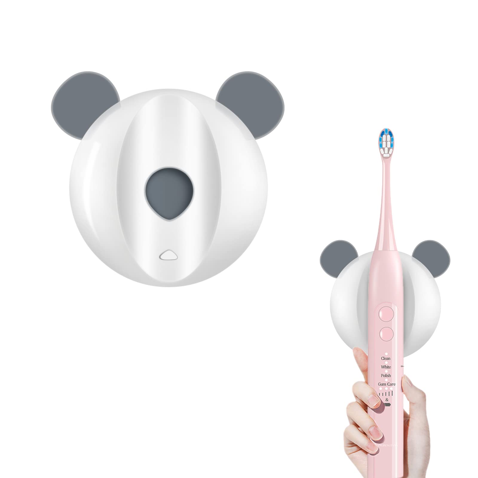 Andiker Electric Toothbrush Holder 1 Piece, Upgraded Magnetic Toothbrush Holder Stand Wall Mounted, Adhesive Toothbrush Organizers for Bathroom Accessories (white grey)