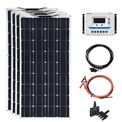 XINPUGUANG 100w Flexible Solar Panels 400w 12V Solar System Kit Monocrystalline Cell Module 30A Controller for Off Grid Solar Battery Charge for RV Boat Trailer Cabin(400W)