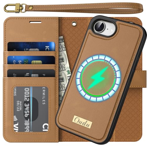 Étui cuir véritable iPhone 17e 6,1" housse rabattable magnétique amovible