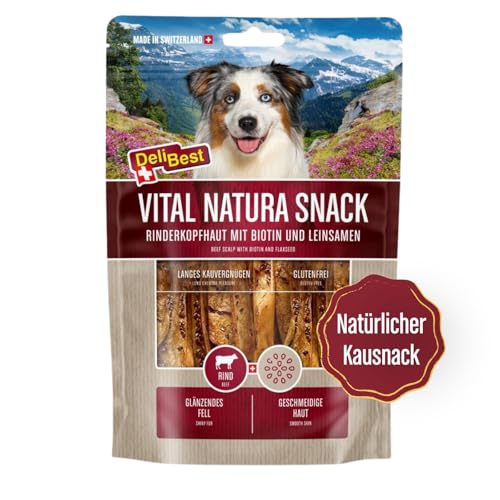 DeliBest Vital Natura Snack Biotin + Leinsamen I Kausnack für Hunde I für jedes Alter und Jede Größe I auch zur Zahnreinigung perfekt geeignet I natürlicher Kausnack I 200 g Packung