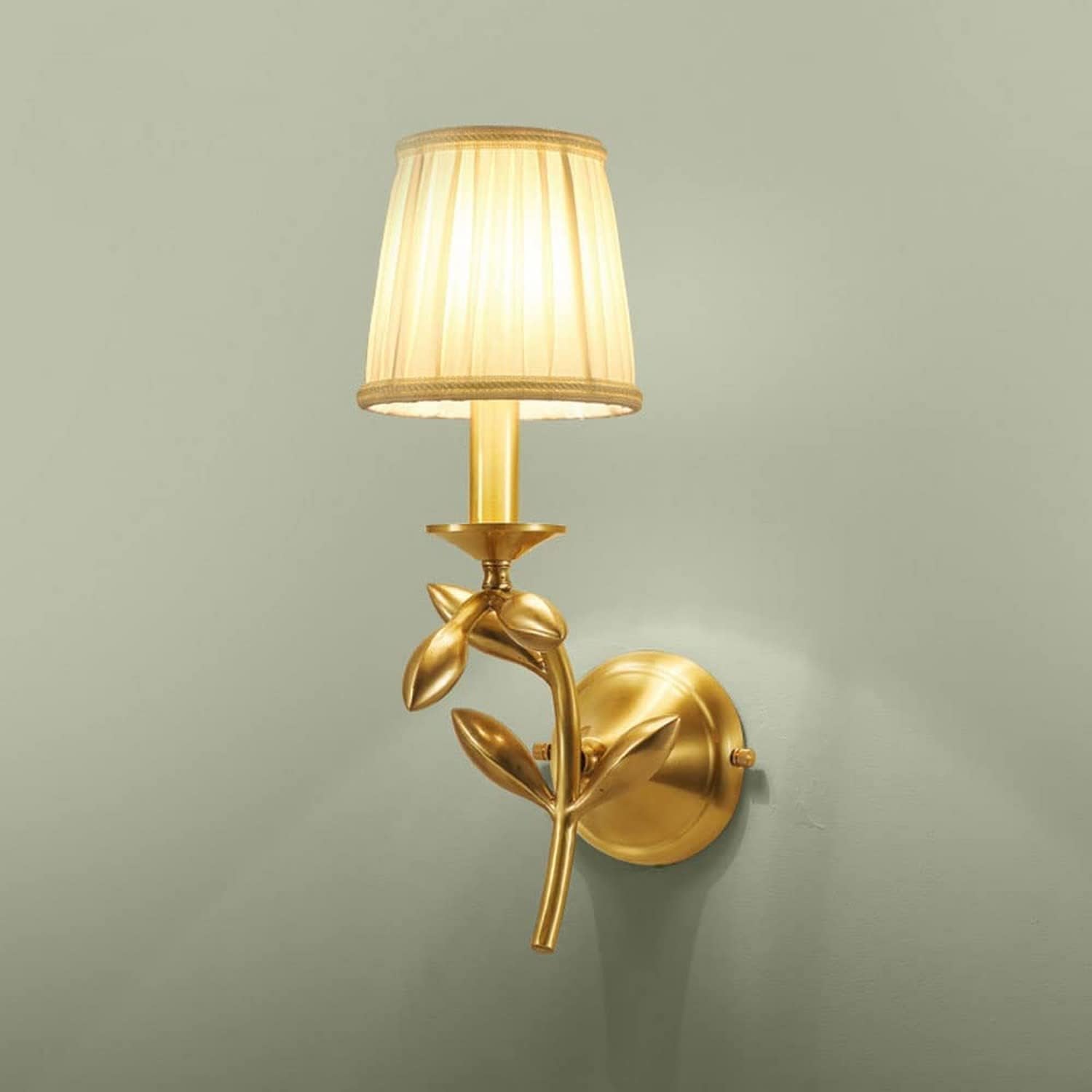 JKJZSALJ Wall Light Brass Fabric Wall Sconce Brushed Finish Arm E14 1-Light Wall Lamp Study Reading Wall Light,Led Light