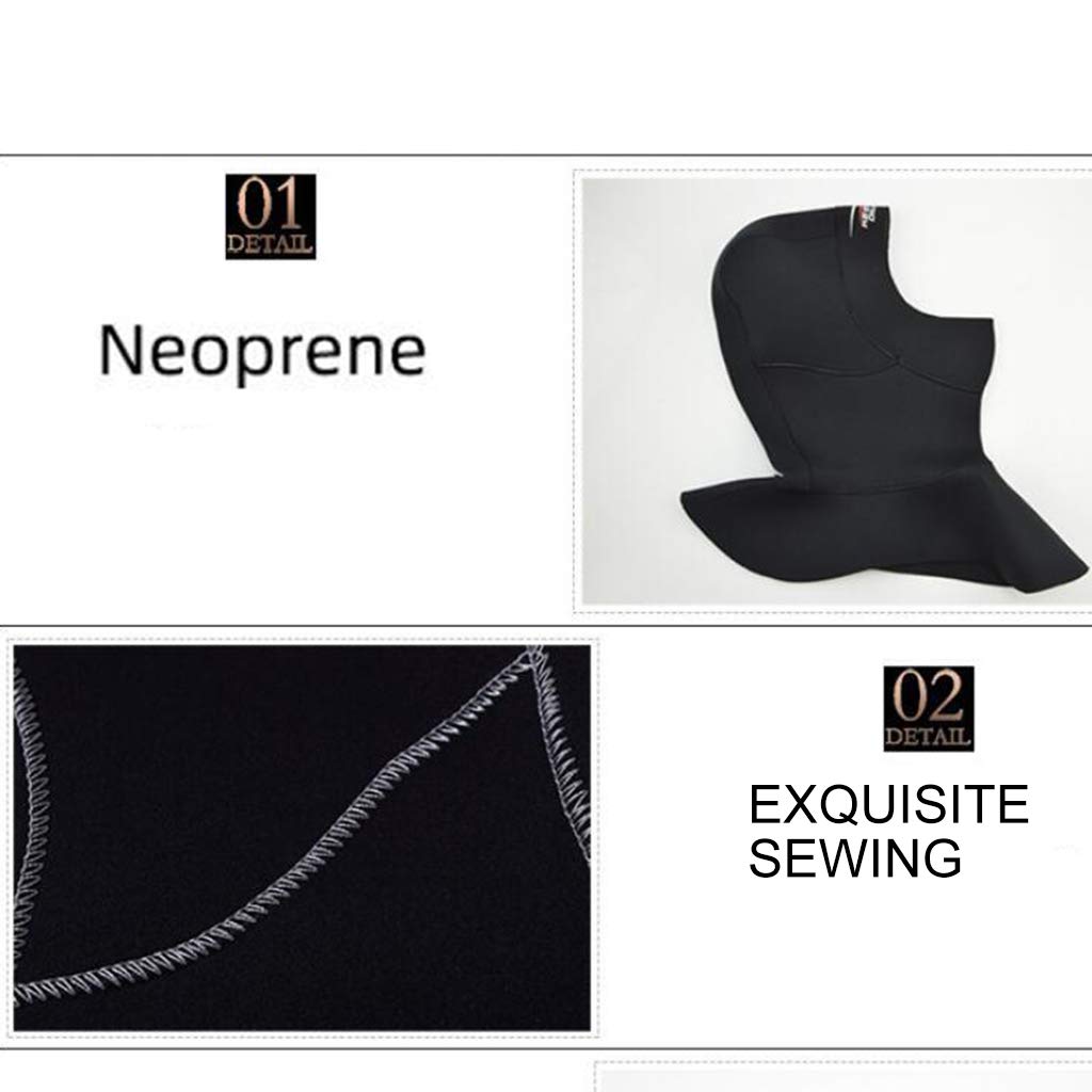 RajoNN Traje de Neopreno con Capucha para Adultos Gorro térmico para Surf Equipo de Buceo, Costura Blanca L