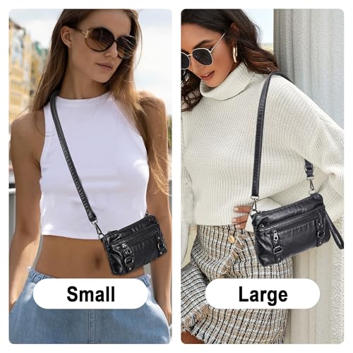 Haytijoe Triple Zip Crossbody Purses Small Crossbody Bags for Women Cell Phone Purse Soft Leather Cross Body Clutch Purse2