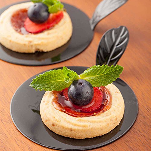 Restaurantware 3 Inch Dessert Serving Plates, 100 Round Pastry Plates - With Handle, Disposable, Black Plastic Mini Plastic Plates, Recyclable, For Appetizers Or Desserts - Restaurantware #TOP2