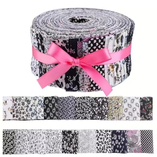 Premium Cotton Jelly Roll Fabric Precut Strips - 40 Strips 2.5 x 39.4 for Quilting Sewing & Crafting - Assorted Prints Fabric Bundles for DIY Projects Home Decor (Garden Flowers)