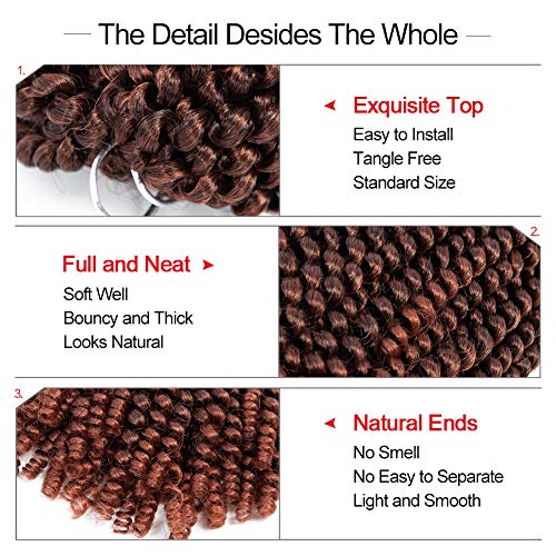 Spring Twist Crochet Braids Real Kanekalon hair 6 Pcs In packs Bomb Twist Crochet Hair Ombre Colors Synthetic Fluffy Hair Extension 8 inch (8inches, T350#)