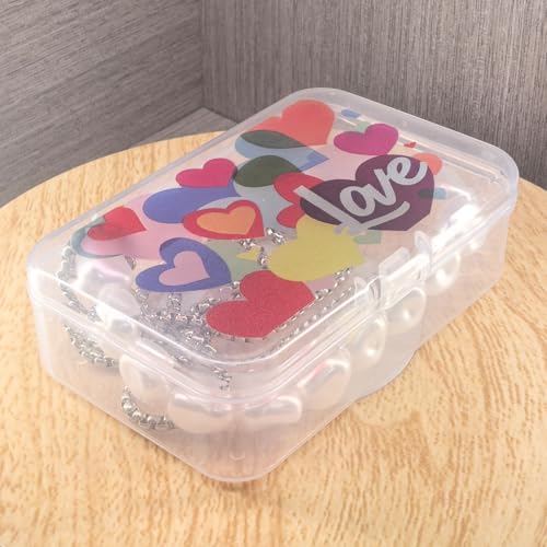 Image of Goodma 12 Pieces Love Hearts Image Pattern Rectangular Plastic Boxes Empty Storage Organizer Containers with Hinged Lids for Small Items and Other Craft Projects, 3.3 x 2.2 x 1 inch (Transparent)
