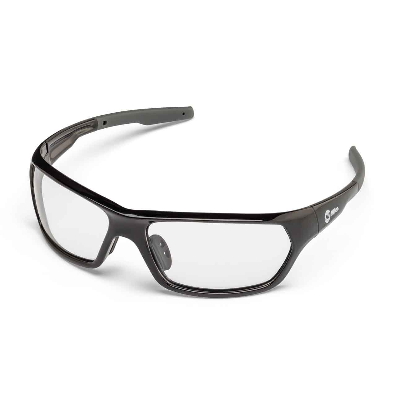 MILLER 272201 Slag Safety Glasses Clear Lens, Black Frame