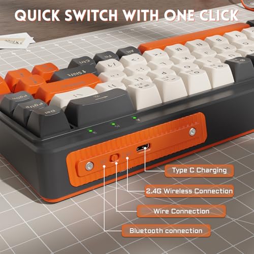 Teclado Tri-Mode MANBASNAKE M68 Bluetooth/2.4G/USB-C miniatura 6