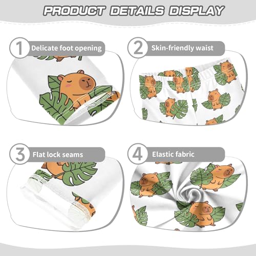 Girls Leggings Size 4T Capybara Tropical White Soft Stretchy Yoga Pants Tights Girl Clothes for Dance Running3