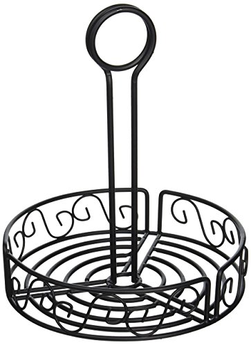 Winco WBKH-7R Round Black Wire Condiment Caddy, 7.5-Inch, Medium