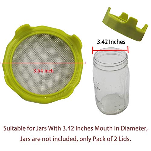 Sprouting lids, Plastic Sprout Lid with Stainless Steel Screen for Wide Mouth Mason Jars, Germination Kit Sprouter Sprout Maker with Stand Water Tray Grow Bean Sprouts, Broccoli Seeds, Alfalfa, Salad